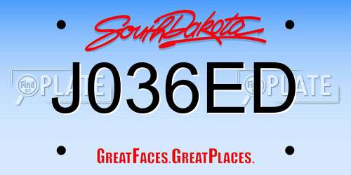 J036ED South Dakota License Plate