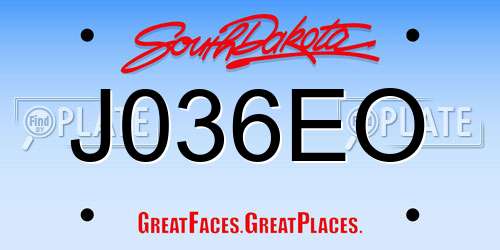 J036EO South Dakota License Plate