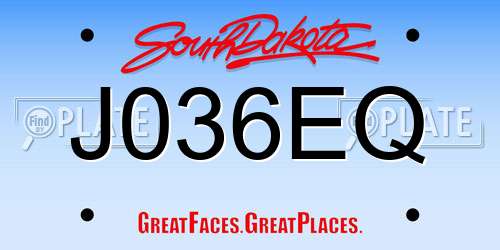 J036EQ South Dakota License Plate