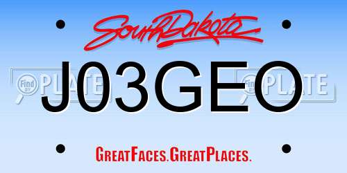 J03GEO South Dakota License Plate