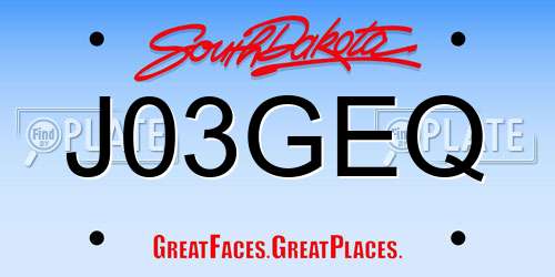 J03GEQ South Dakota License Plate
