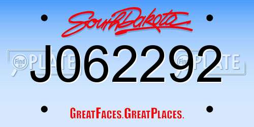 J062292 South Dakota License Plate