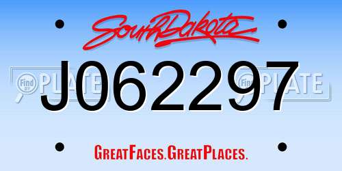J062297 South Dakota License Plate