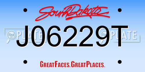 J06229T South Dakota License Plate