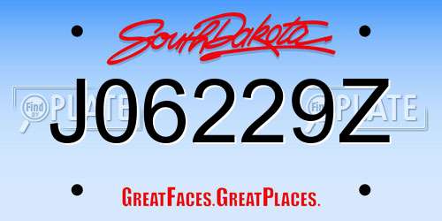 J06229Z South Dakota License Plate