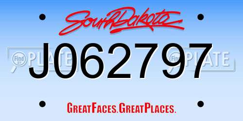 J062797 South Dakota License Plate