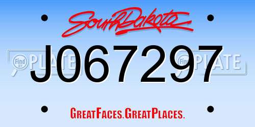 J067297 South Dakota License Plate