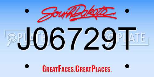 J06729T South Dakota License Plate
