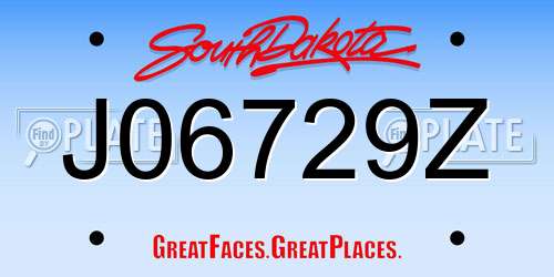 J06729Z South Dakota License Plate