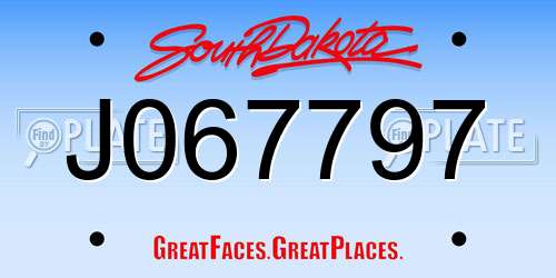 J067797 South Dakota License Plate