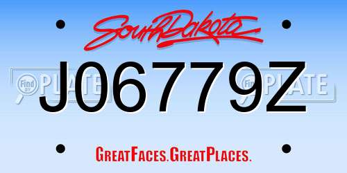 J06779Z South Dakota License Plate