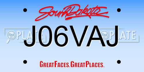 J06VAJ South Dakota License Plate