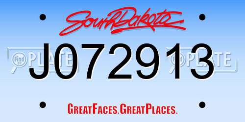 J072913 South Dakota License Plate