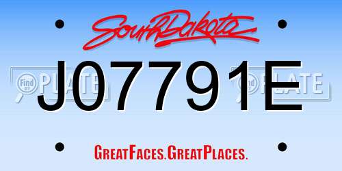 J07791E South Dakota License Plate