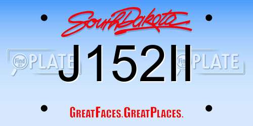 J152II South Dakota License Plate