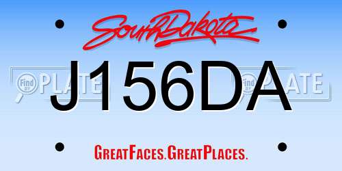 J156DA South Dakota License Plate