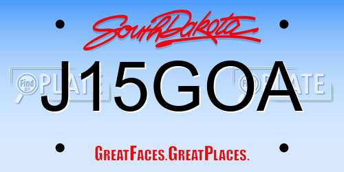 J15GOA South Dakota License Plate