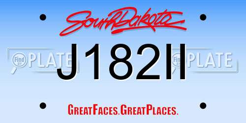 J182II South Dakota License Plate