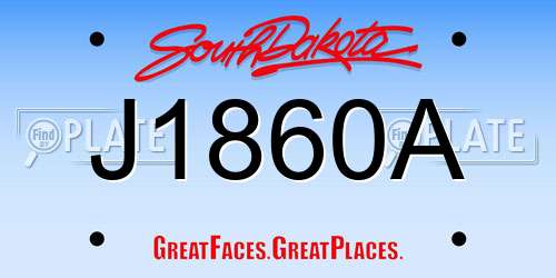 J1860A South Dakota License Plate
