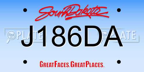 J186DA South Dakota License Plate