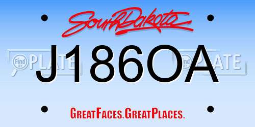 J186OA South Dakota License Plate