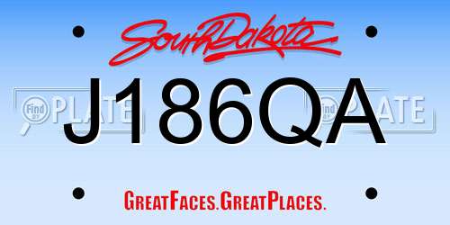 J186QA South Dakota License Plate