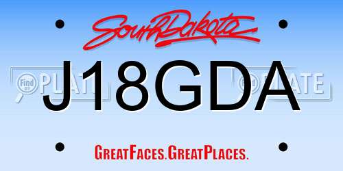 J18GDA South Dakota License Plate