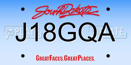 J18GQA South Dakota License Plate