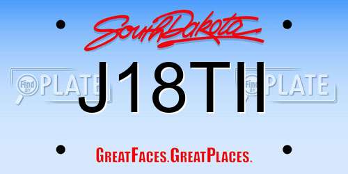 J18TII South Dakota License Plate