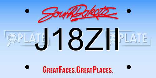J18ZII South Dakota License Plate