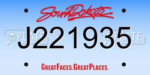 J221935 South Dakota License Plate