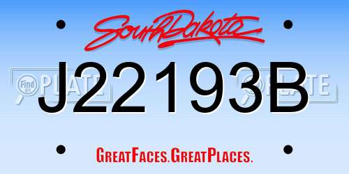 J22193B South Dakota License Plate
