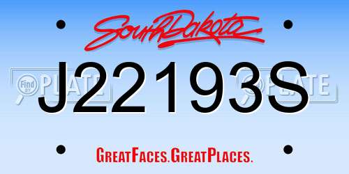 J22193S South Dakota License Plate