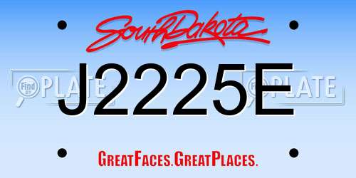 J2225E South Dakota License Plate
