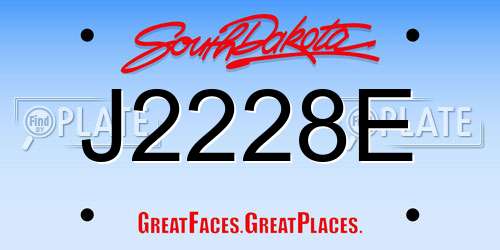 J2228E South Dakota License Plate
