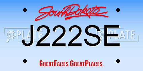 J222SE South Dakota License Plate