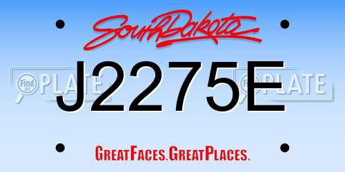 J2275E South Dakota License Plate