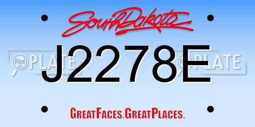 J2278E South Dakota License Plate