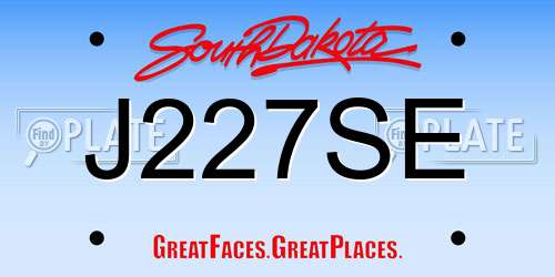 J227SE South Dakota License Plate