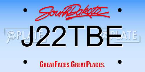 J22TBE South Dakota License Plate