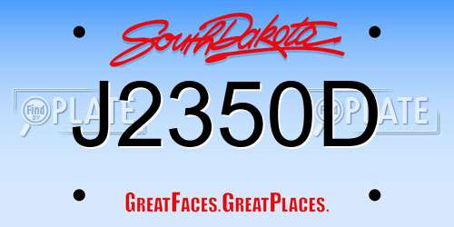 J2350D South Dakota License Plate