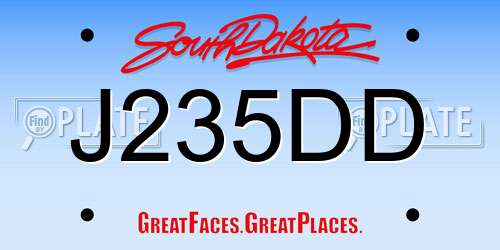 J235DD South Dakota License Plate