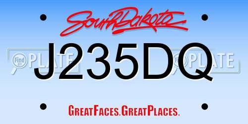 J235DQ South Dakota License Plate