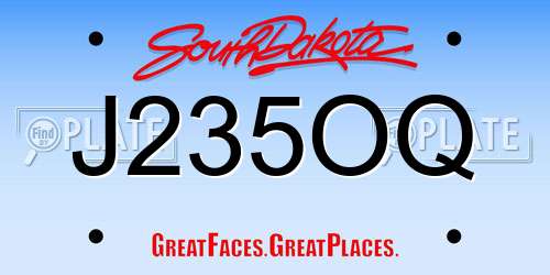 J235OQ South Dakota License Plate