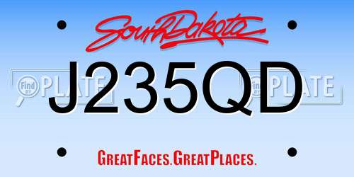 J235QD South Dakota License Plate