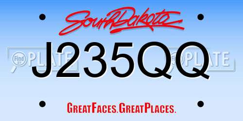 J235QQ South Dakota License Plate