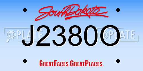 J2380O South Dakota License Plate