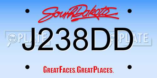 J238DD South Dakota License Plate