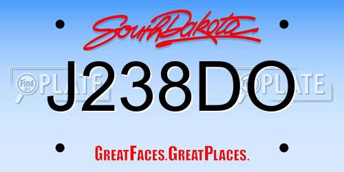 J238DO South Dakota License Plate
