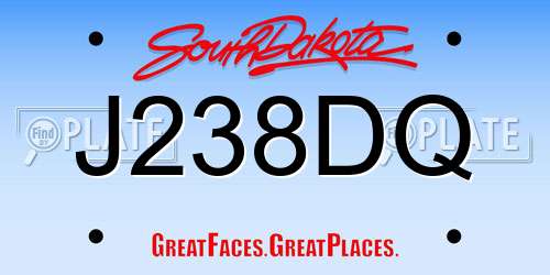J238DQ South Dakota License Plate